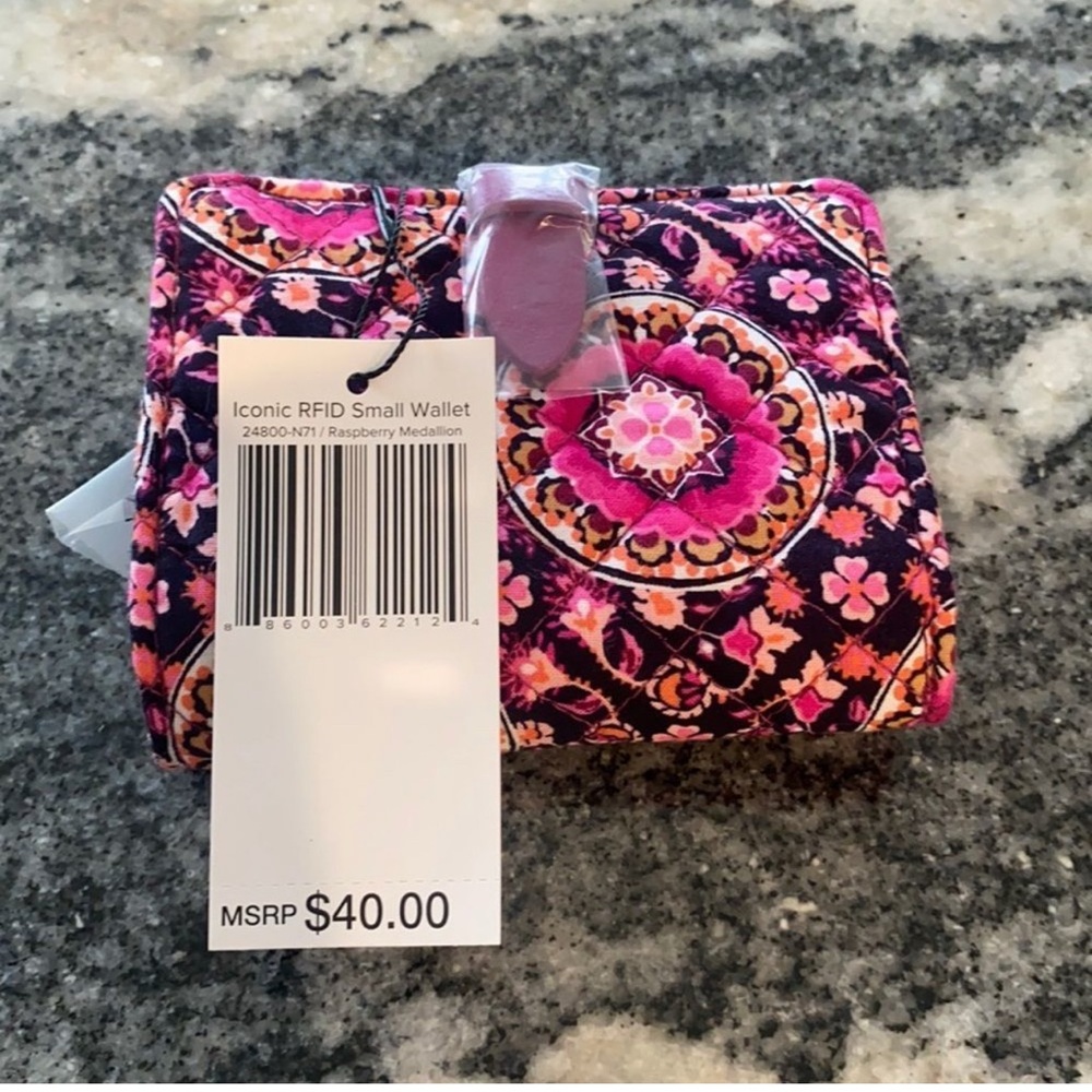 Vera Bradley Iconic RFID Small Wallet | Raspberry Medallion | NWT